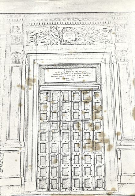 Anonimo — Disegno della porta Santa di S. Paolo fuori le Mura — insieme, disegno